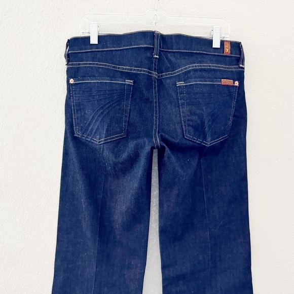7 For All Mankind Dojo Jeans Size 30 Low Flare Western Y2K Blue Dark Denim 70s - Picture 12 of 15